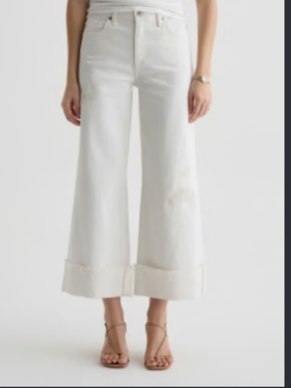 AG Cream Wide Leg Crop Jeans